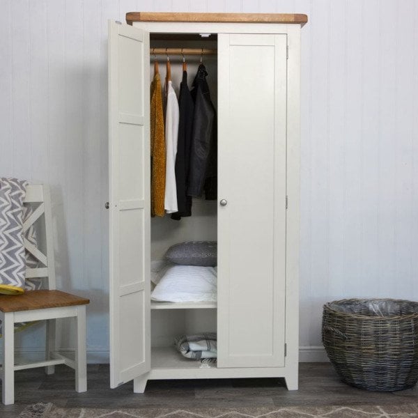 Roys Ahşap Fildişi Üstü Ceviz 90 Cm Elbise Dolabı