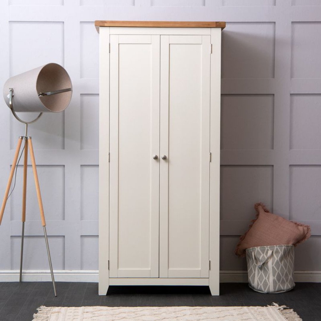 Roys Ahşap Fildişi Üstü Ceviz 90 Cm Elbise Dolabı