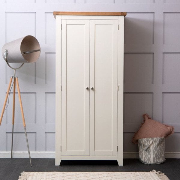 Roys Ahşap Fildişi Üstü Ceviz 90 Cm Elbise Dolabı