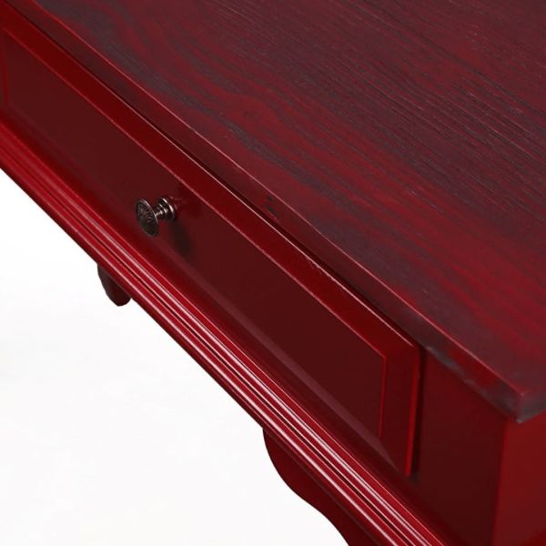 Roys Ahşap 100 Cm Çekmeceli Kırmızı Üstü Masif Dresuar