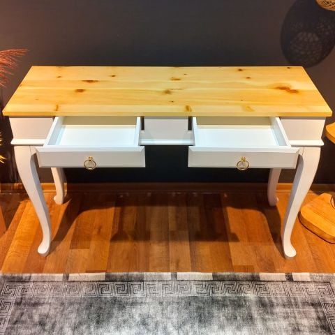 Roys Ahşap 120 Cm Çekmeceli Beyaz Naturel Dresuar