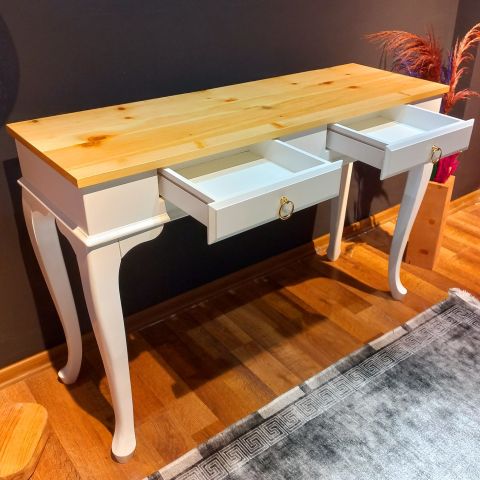 Roys Ahşap 120 Cm Çekmeceli Beyaz Naturel Dresuar