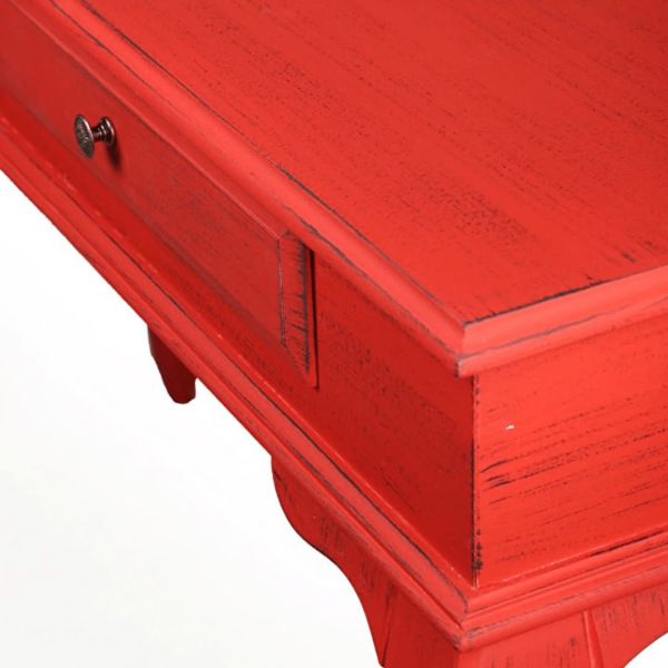 Roys Ahşap 120 Cm Çekmeceli Kırmızı Eskitme Dresuar