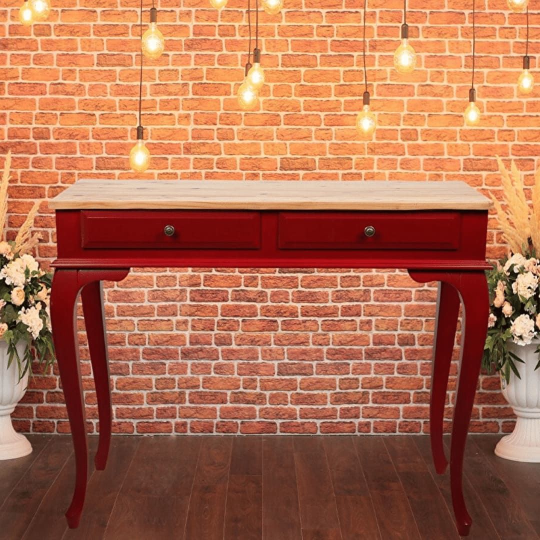 Roys Ahşap 120 Cm Çekmeceli Kırmızı Naturel Dresuar