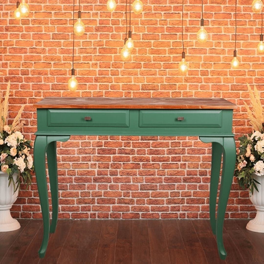 Roys Ahşap 120 Cm Çekmeceli Yeşil Açık Ceviz Dresuar