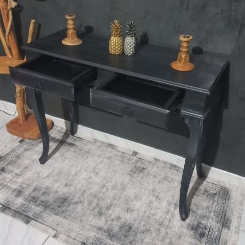 Roys Ahşap 100 Cm Çekmeceli Siyah Eskitme Dresuar