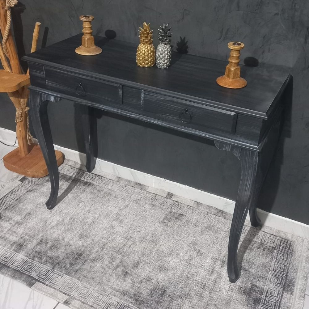 Roys Ahşap 100 Cm Çekmeceli Siyah Eskitme Dresuar