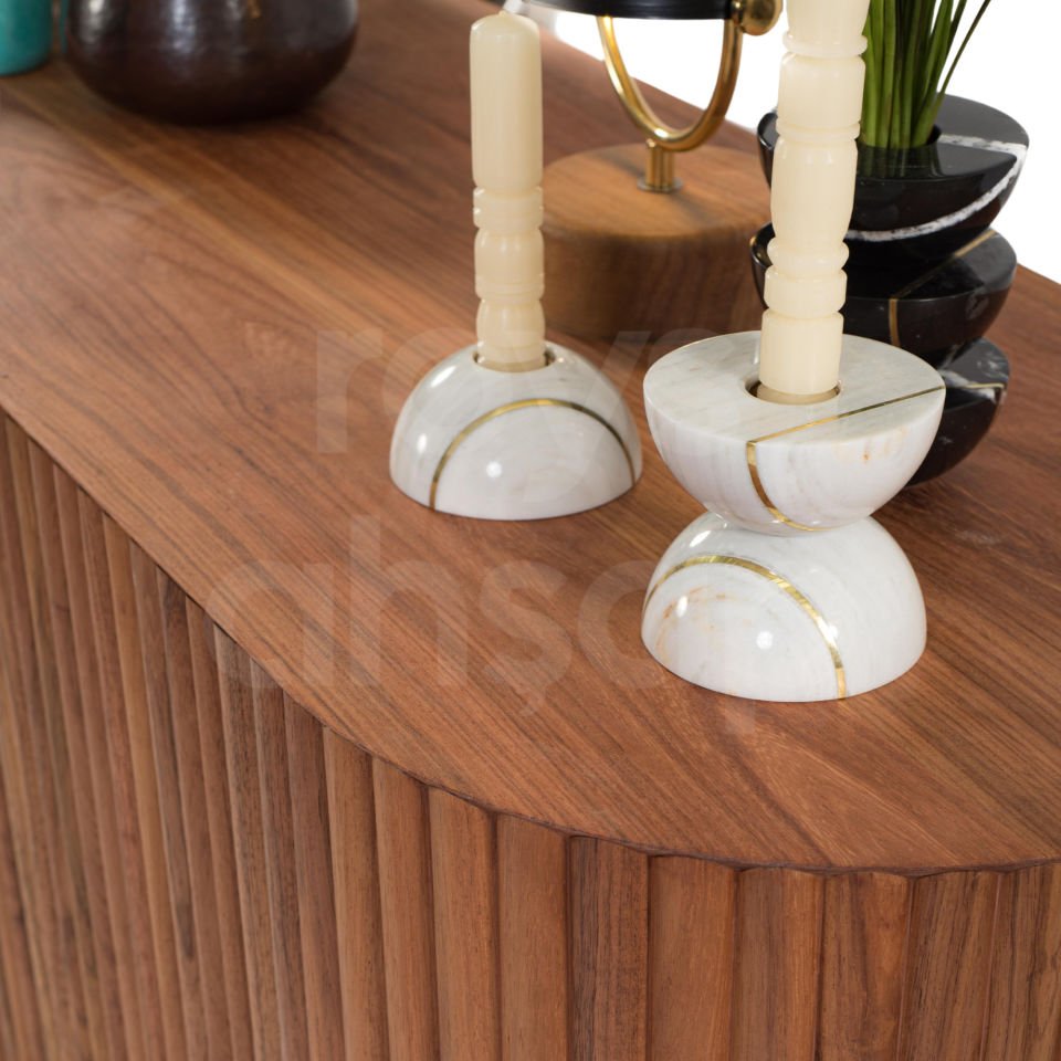 Roys Ahşap Toscana Açık Ceviz 140 Cm 2 Kapaklı Çıtalı Masif Konsol