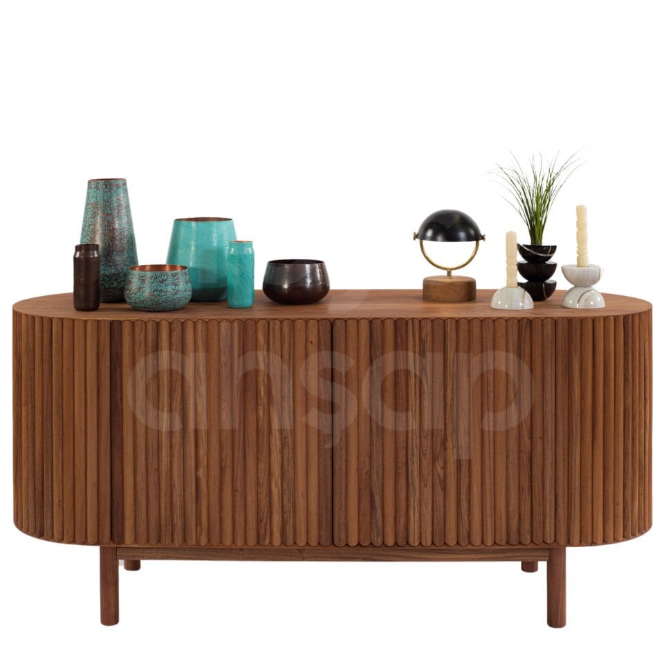 Roys Ahşap Toscana Açık Ceviz 140 Cm 2 Kapaklı Çıtalı Masif Konsol