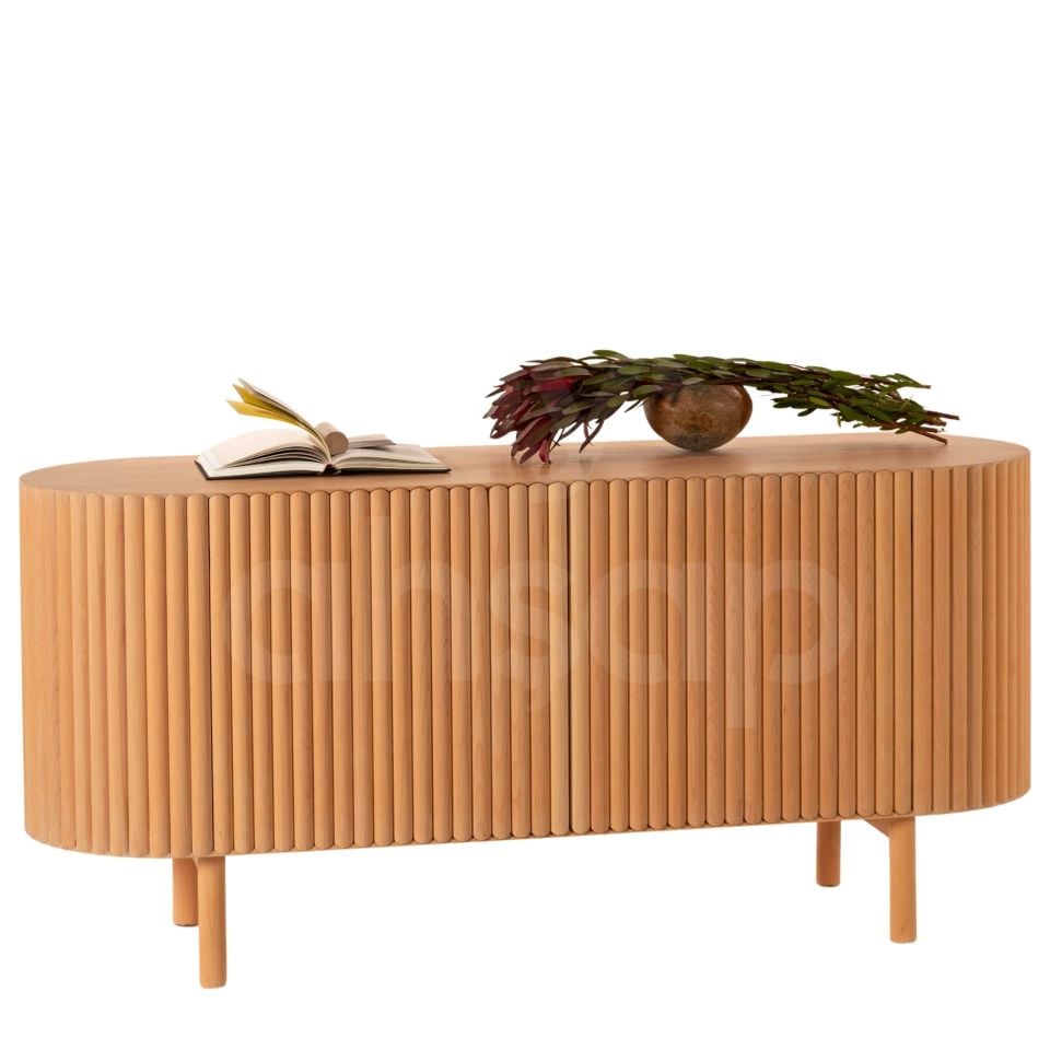 Roys Ahşap Toscana Naturel 140 Cm 2 Kapaklı Çıtalı Masif Konsol