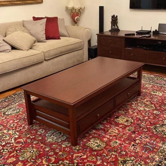 Roys Ahşap 120 Cm Koyu Ceviz Çekmeceli Orta Sehpa