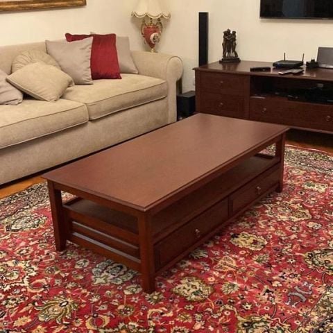 Roys Ahşap 120 Cm Koyu Ceviz Çekmeceli Orta Sehpa
